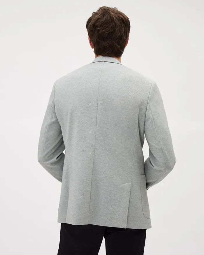 RWandCO Blazers SlimFit Textured Knit Blazer Light Grey 8211 Men