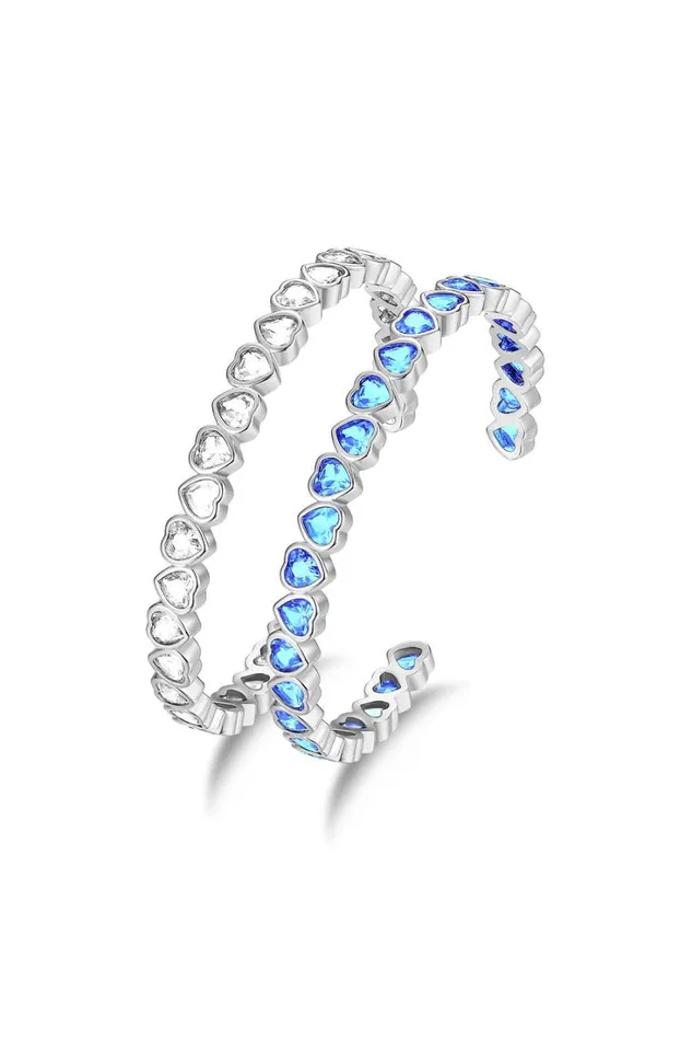 RWandCO Bracelets and Rings ClassicharmsGold Heart Shaped Zirconia Bangle Bracelet Set Silver 8211 Women RWandCO Bracelets and Rings ClassicharmsGold Heart Shaped Zirconia Bangle Bracelet Set Silver 8211 Women