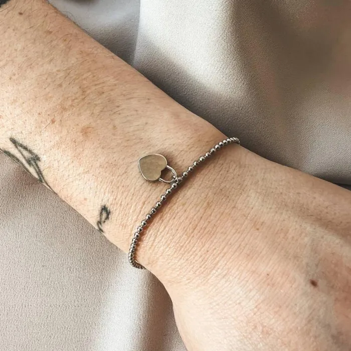 RWandCO Bracelets and Rings Horace Jewelry 8211 Heart Bead Chain Bracelet Fany Silver 8211 Women