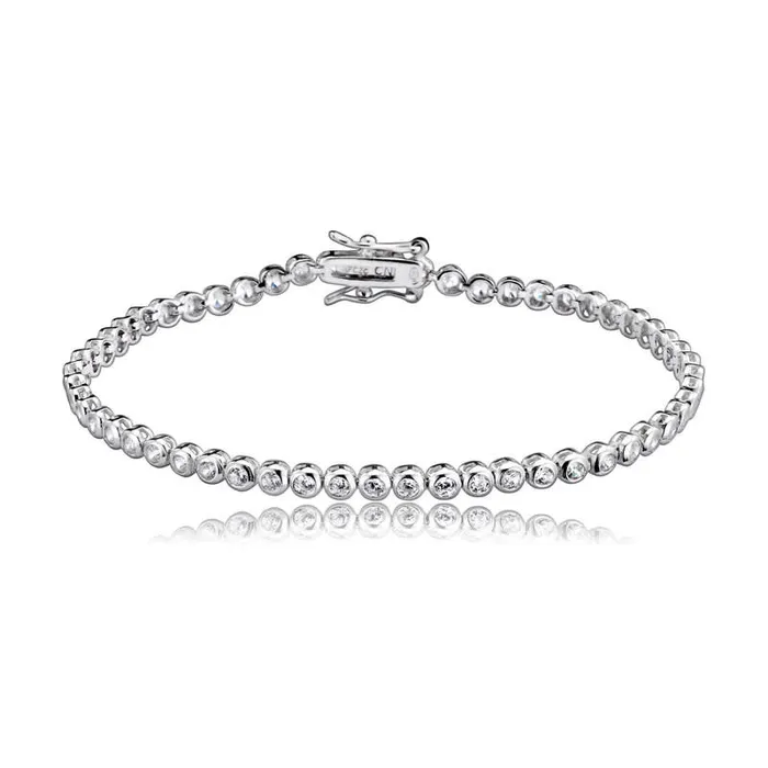 RWandCO Bracelets and Rings Rachel Glauber Round Bezelset Bracelet With 3mm Colored Cubic Zirconia Silver 8211 Women
