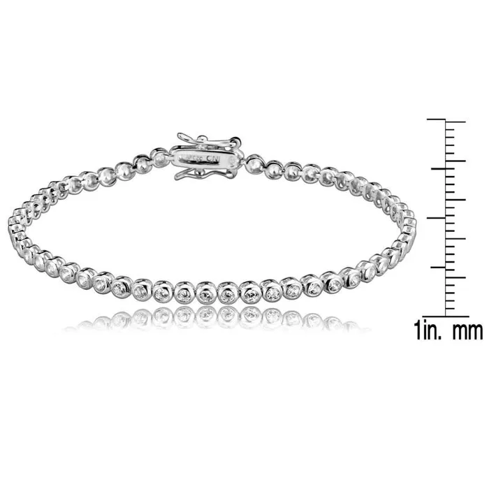 RWandCO Bracelets and Rings Rachel Glauber Round Bezelset Bracelet With 3mm Colored Cubic Zirconia Silver 8211 Women