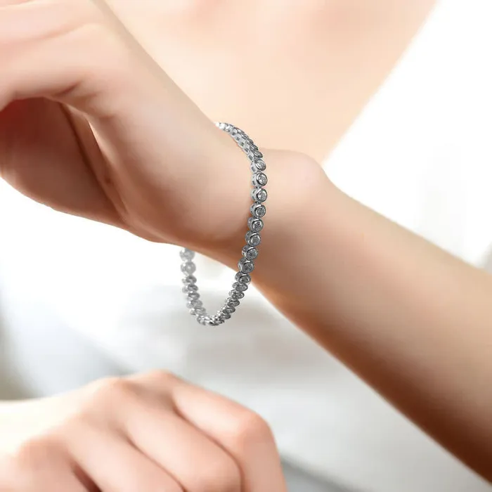RWandCO Bracelets and Rings Rachel Glauber Round Bezelset Bracelet With 3mm Colored Cubic Zirconia Silver 8211 Women