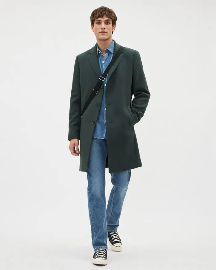 RWandCO Coats and Jackets Classic Green Wool Coat With Tailored Collar Balsam Green 8211 Men RWandCO Coats and Jackets Classic Green Wool Coat With Tailored Collar Balsam Green 8211 Men