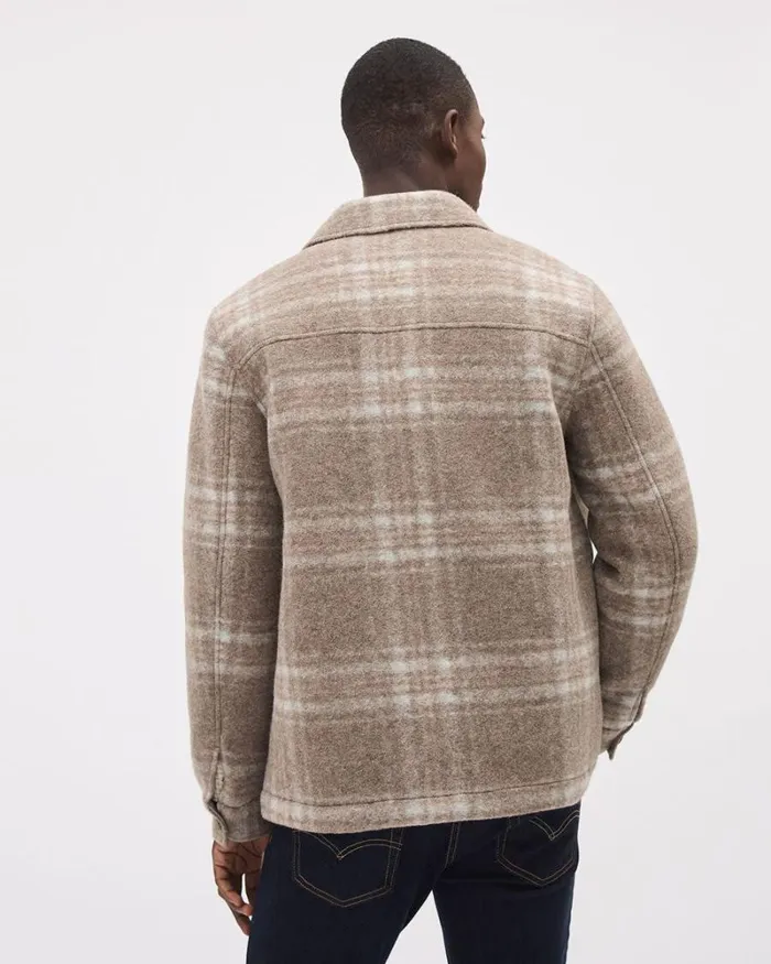 RWandCO Coats and Jackets Plaid Wool Overshirt Taupe 8211 Men
