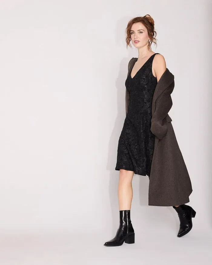RWandCO Dresses Sleeveless Fit And Flare Jacquard Dress Black 8211 Women