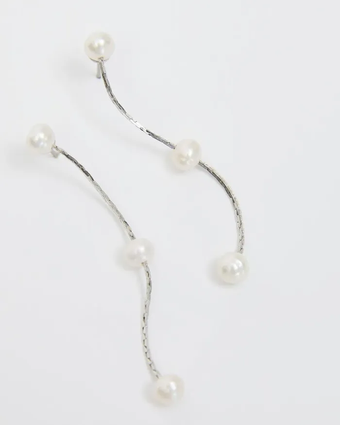 RWandCO Earrings Golden Earrings With Freshwater Pearls Silver 8211 Women RWandCO Earrings Golden Earrings With Freshwater Pearls Silver 8211 Women