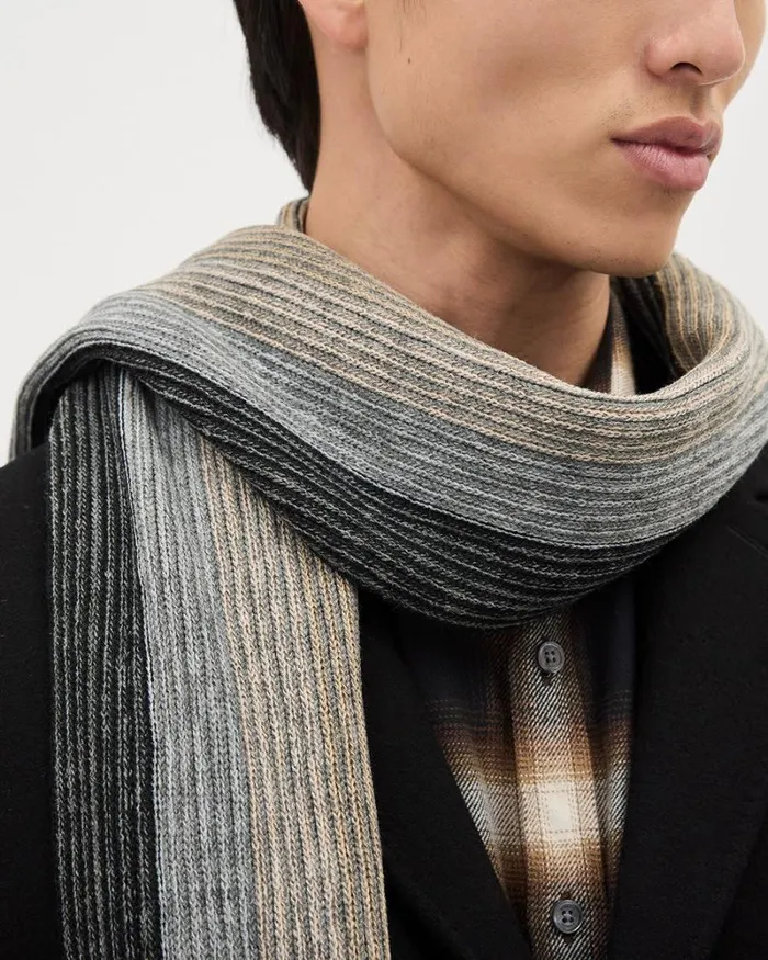 RWandCO Hats Gloves and Scarves WideStripe Scarf With Fringes Camel 8211 Men RWandCO Hats Gloves and Scarves WideStripe Scarf With Fringes Camel 8211 Men