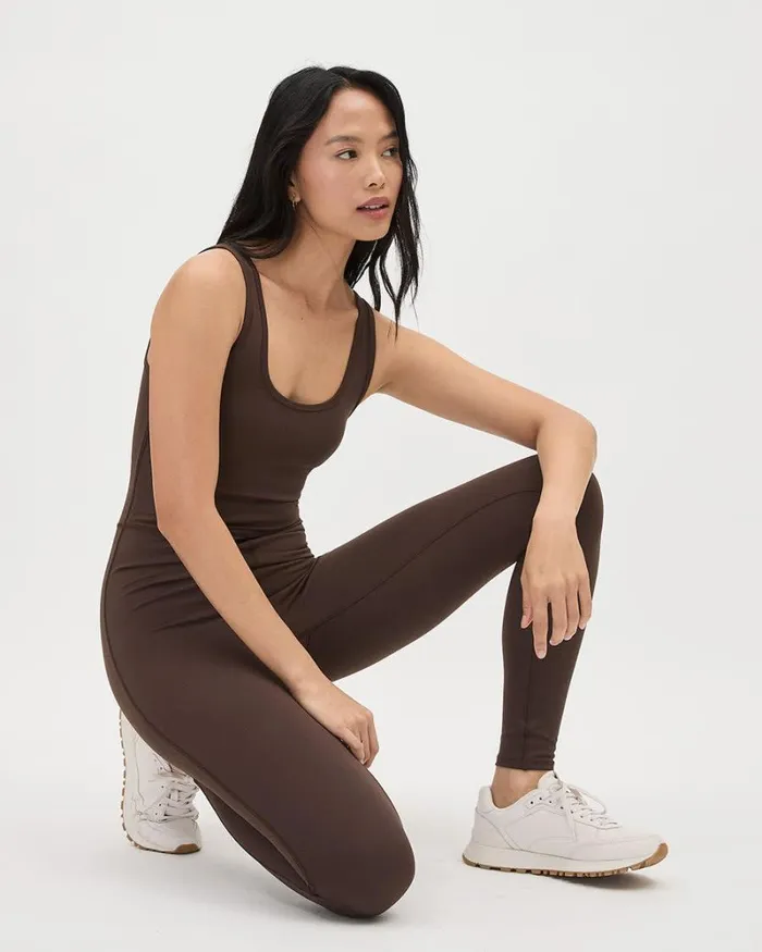 RWandCO Leggings Soft Touch Bodycon Sleeveless Jumpsuit Java 8211 Women