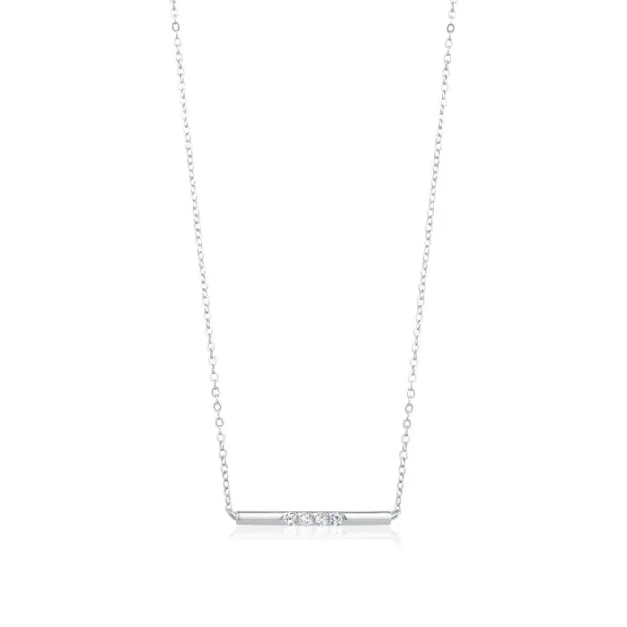 RWandCO Necklaces Club Rochelier 5A Cubic Zirconia Sparkling Gemstones Bar Necklace Silver 8211 Women RWandCO Necklaces Club Rochelier 5A Cubic Zirconia Sparkling Gemstones Bar Necklace Silver 8211 Women