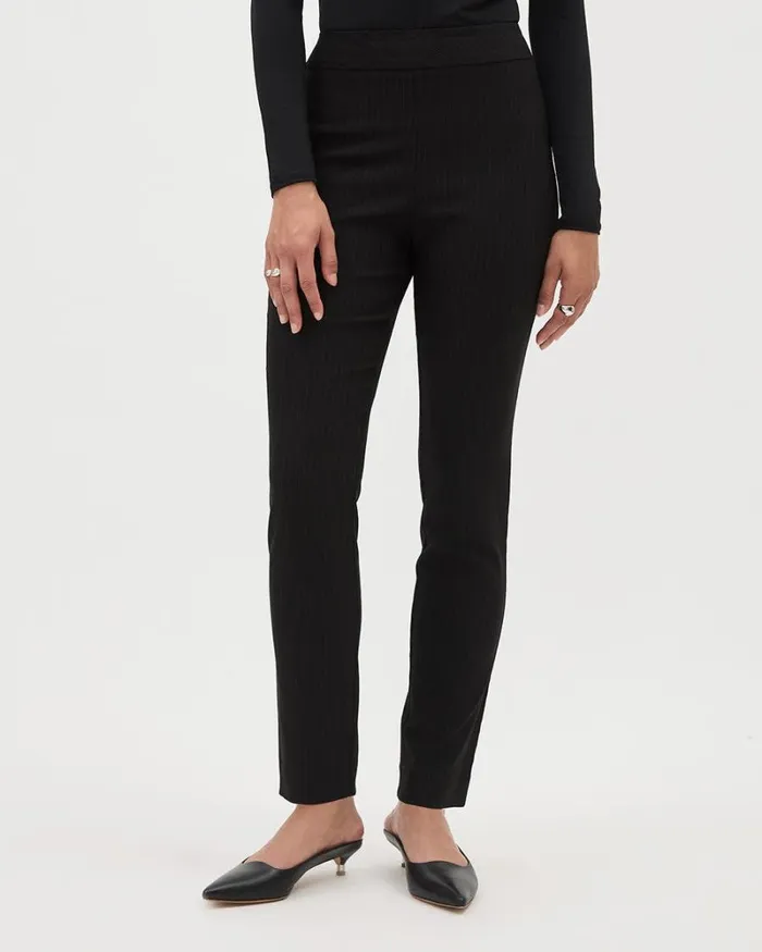 RWandCO Pants Striped AnkleLength Twill City Legging Pant Black Pin Stripe 8211 Women