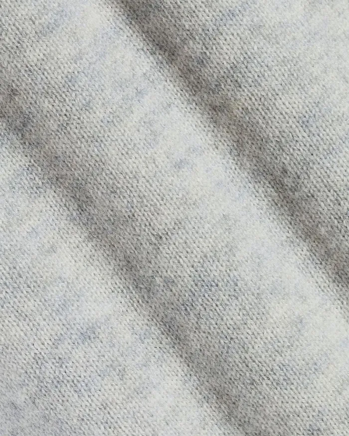 RWandCO Polos LongSleeve Wool Blend Sweater With Johnny Collar Light Heather Grey 8211 Men