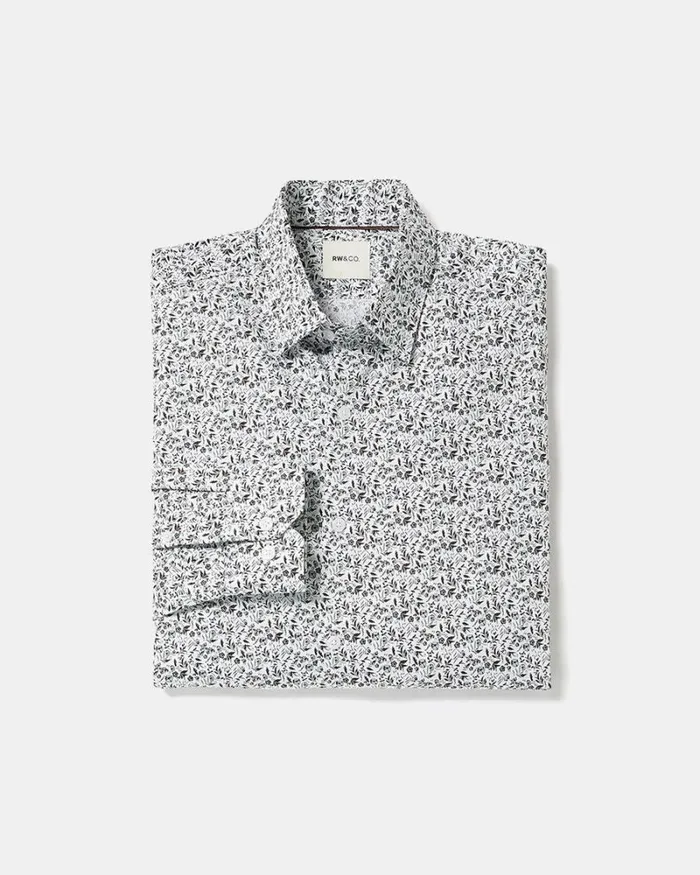 RWandCO Shirts TailoredFit Dress Shirt With Floral Pattern Bitter Chocolate 8211 Men RWandCO Shirts TailoredFit Dress Shirt With Floral Pattern Bitter Chocolate 8211 Men