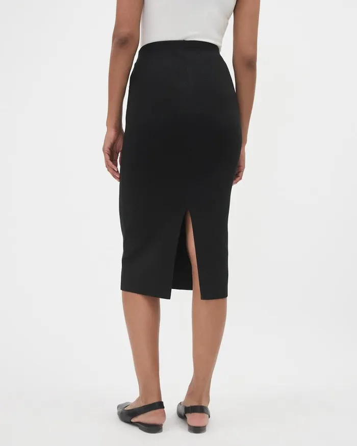 RWandCO Skirts Black Knitted Pencil Midi Skirt Black 8211 Women