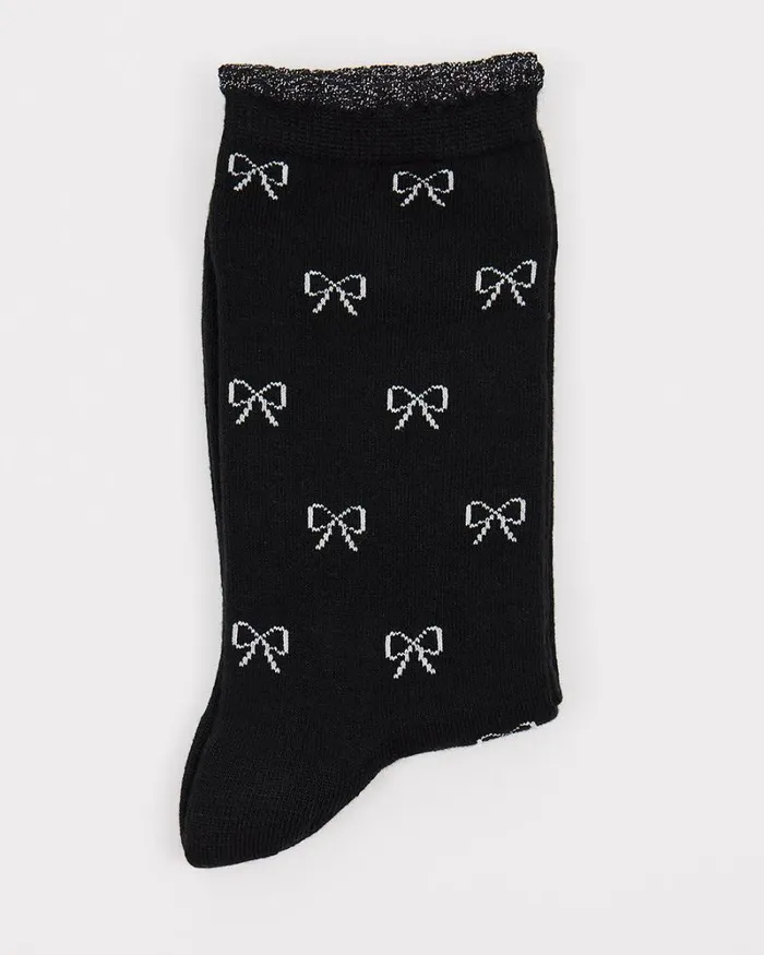 RWandCO Socks and Tights Bamboo Crew Socks With Bow Pattern Blue Wing Teal 8211 Women