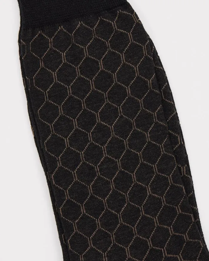 RWandCO Socks Black Dress Socks With Geometric Pattern Black 8211 Men