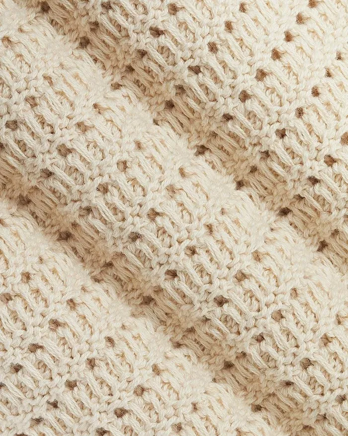 RWandCO Sweaters and Cardigans ElbowSleeve Crochet Sweater Oatmeal 8211 8211 Women