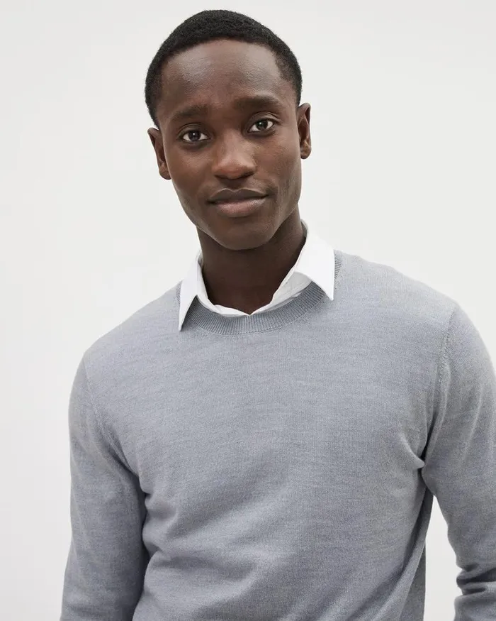 RWandCO Sweaters and Cardigans LongSleeve MerinoWool Crewneck Sweater Heather Grey 8211 Men