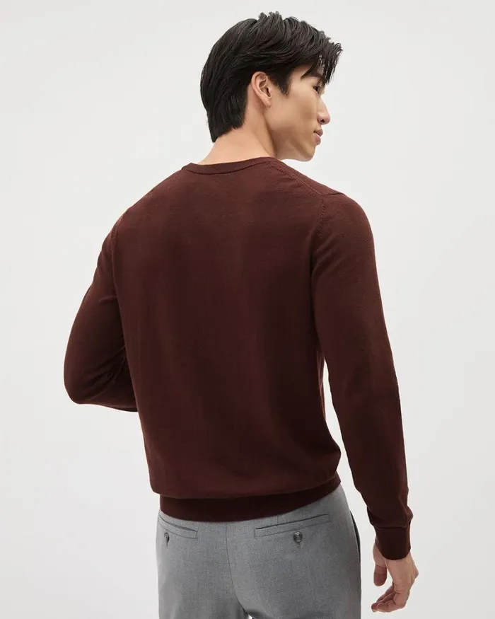 RWandCO Sweaters and Cardigans Solid LongSleeve CrewNeck Sweater Intense Fudge 8211 Men