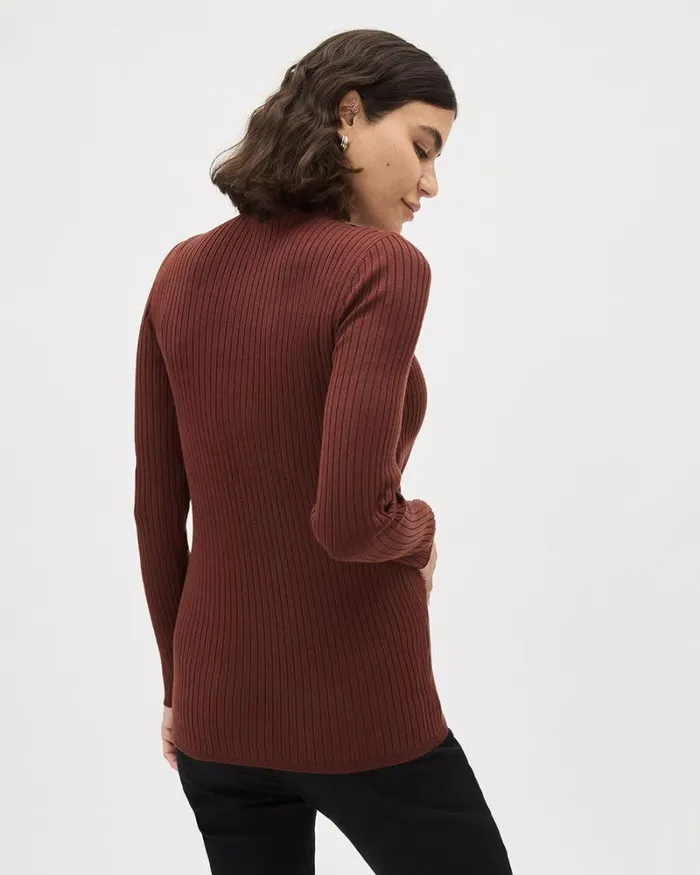 RWandCO Tops LongSleeve CrewNeck Ribbed Tee 8211 Thyme Maternity Rum Raisin 8211 Women