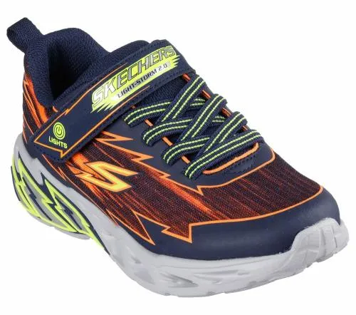 SLights Light Storm 20 8211 BoltBrights Navy Orange Kids SKECHERS Big Kids UK Sizes 36