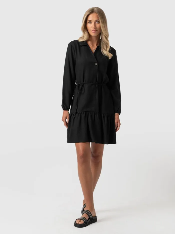 Saint And Sofia Dresses Women Aurelia Mini Linen Dress 8211 Black Black