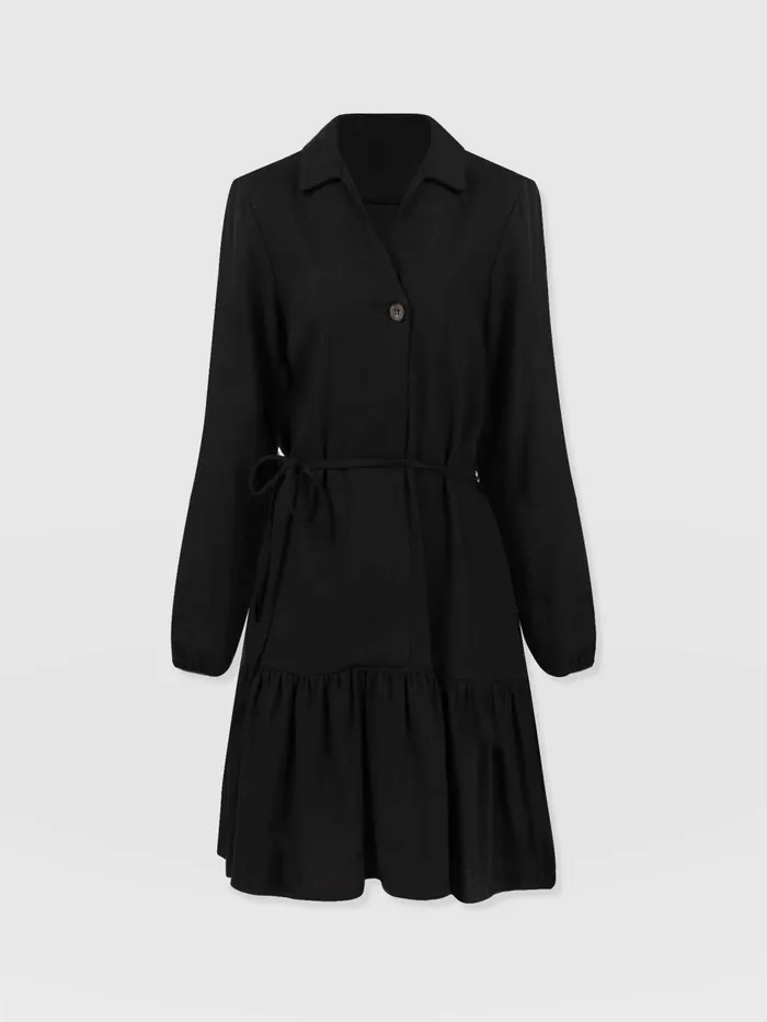 Saint And Sofia Dresses Women Aurelia Mini Linen Dress 8211 Black Black
