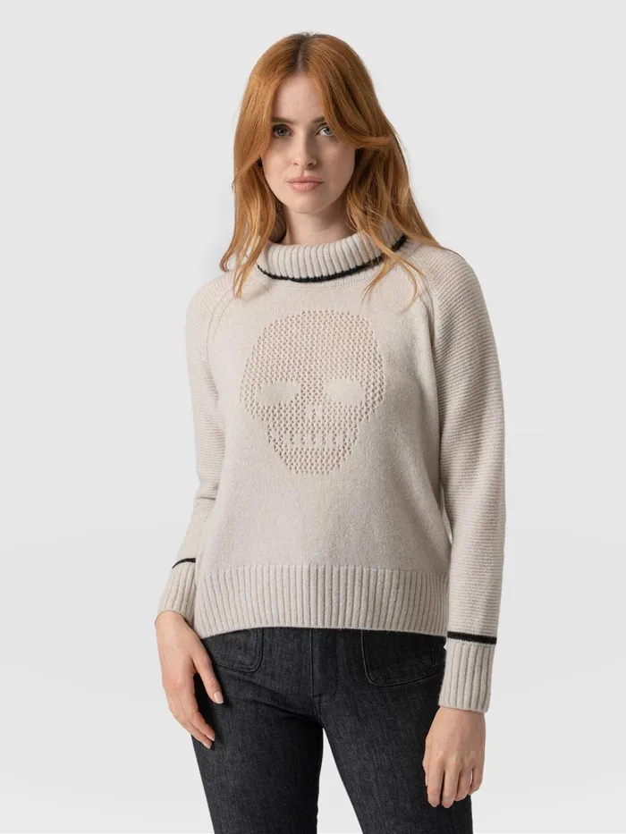 Saint And Sofia Knitwear Women Blake Cashmere Skull Sweater 8211 Cream Cream