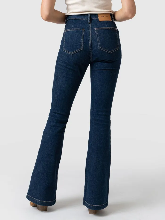 Saint And Sofia Pants Women Bowie Stretch Flare Jeans 8211 Mid Blue Mid Blue