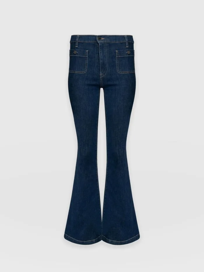 Saint And Sofia Pants Women Bowie Stretch Flare Jeans 8211 Mid Blue Mid Blue