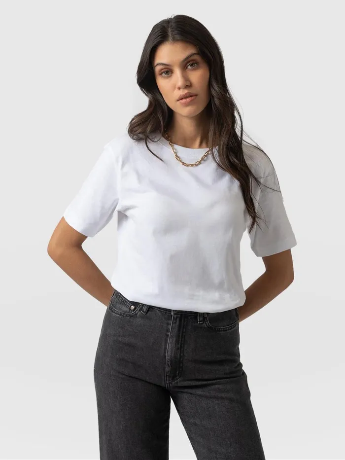 Saint And Sofia TShirts and Tanks Women Finsbury Crew Neck Tee 8211 White White