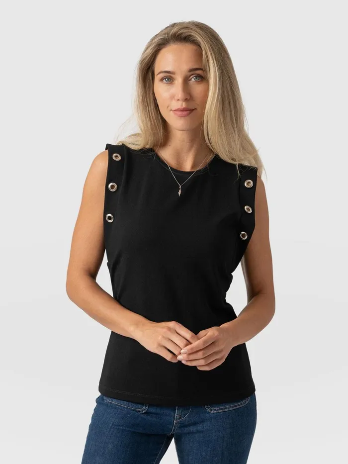 Saint And Sofia TShirts and Tanks Women Rowan Tee 8211 Black Eyelet Black Eyelet