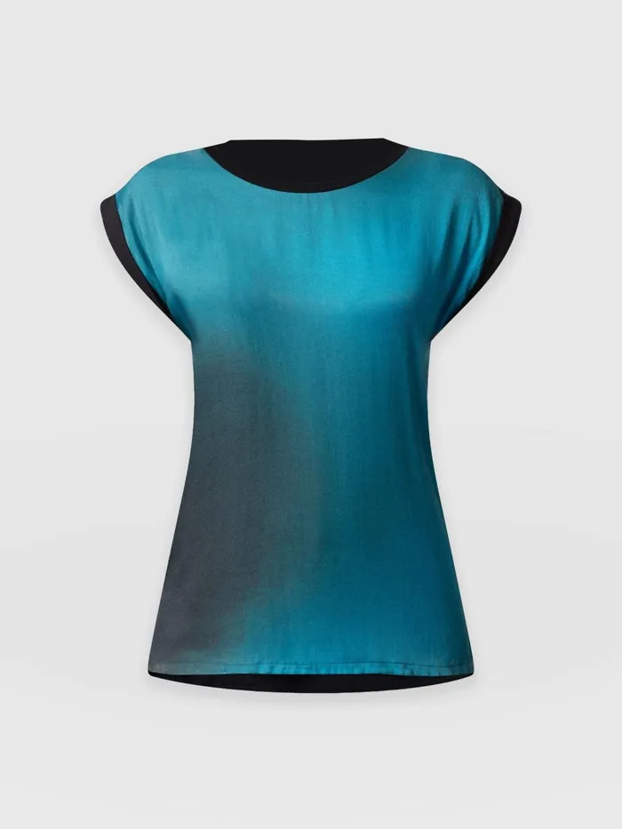 Saint And Sofia TShirts and Tanks Women Turn Up Contrast Tee 8211 Blue Coral Blue Coral