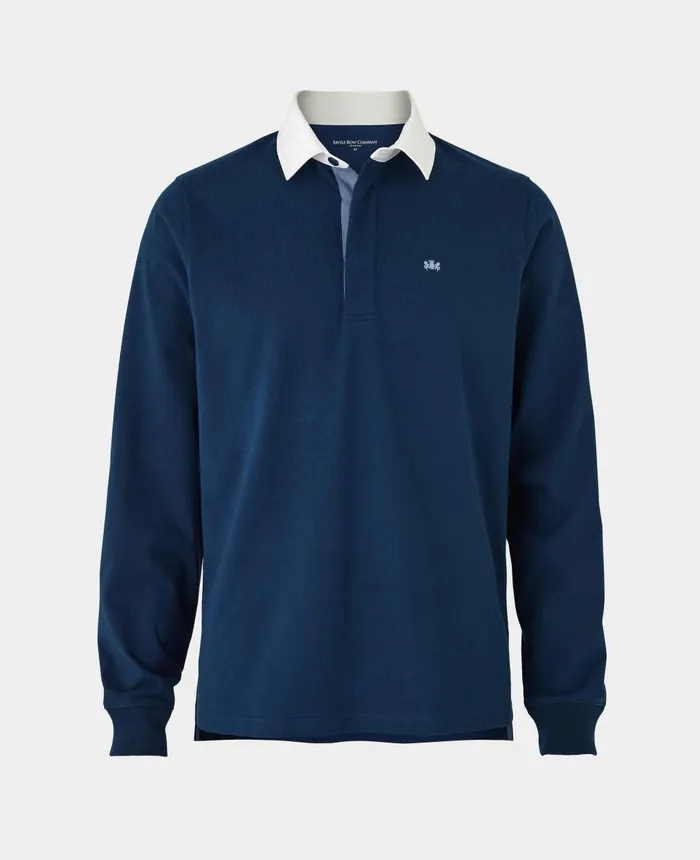 Savile Row Company Blue Heavyweight Cotton Jersey Rugby Shirt Men Rugby Shirts Savile Row Company Blue Heavyweight Cotton Jersey Rugby Shirt Men Rugby Shirts