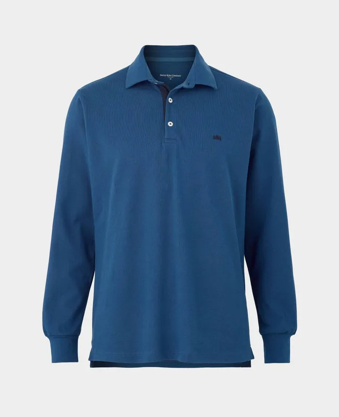 Savile Row Company Denim Blue Long Sleeve Polo Shirt Denim Blue Men Polo Shirts Savile Row Company Denim Blue Long Sleeve Polo Shirt Denim Blue Men Polo Shirts