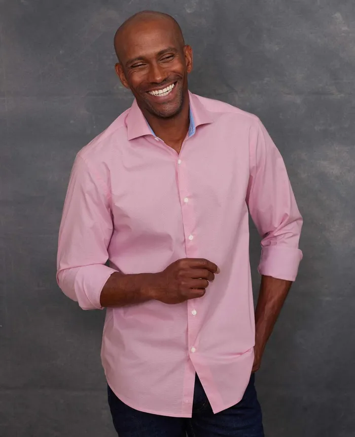 Savile Row Company Pink Cotton Dobby Slim Fit SmartCasual Shirt 8211 Single Cuff Pink Micro Check Men Casual Shirts Savile Row Company Pink Cotton Dobby Slim Fit SmartCasual Shirt 8211 Single Cuff Pink Micro Check Men Casual Shirts