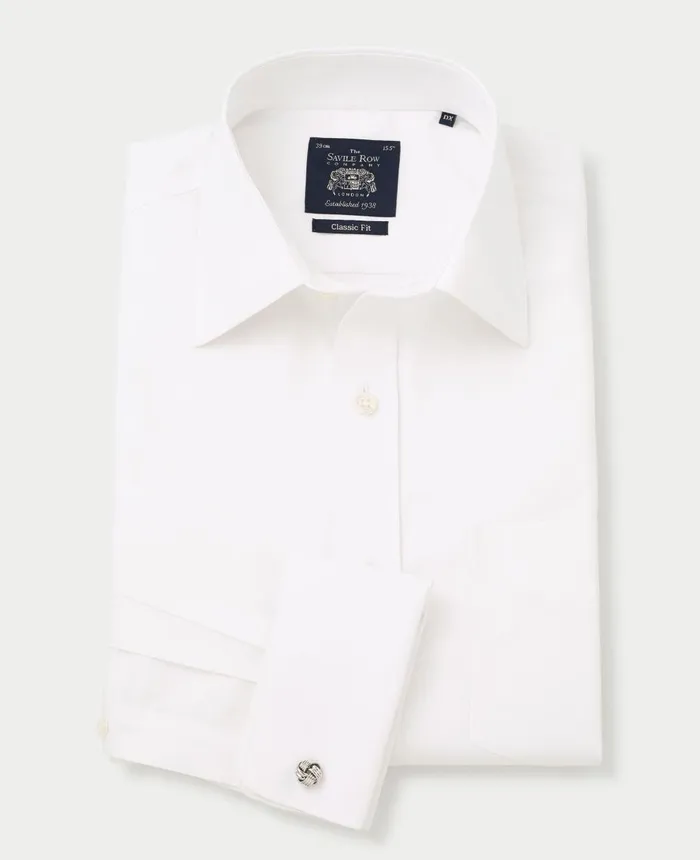 Savile Row Company White Poplin Classic Fit NonIron Formal Shirt 8211 Single Or Double Cuff Men NonIron Shirts