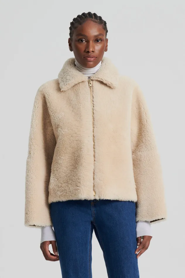 Scanlan Theodore SHEARLING COCOON SLEEVE JACKET BEIGE Women Jackets Scanlan Theodore SHEARLING COCOON SLEEVE JACKET BEIGE Women Jackets