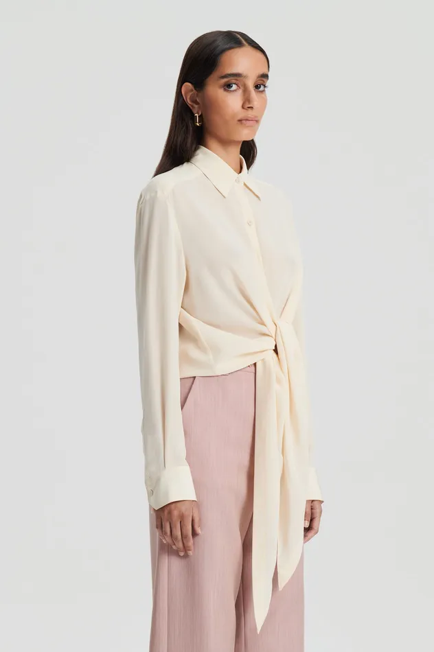 Scanlan Theodore Shirts Women SILK TIE FRONT SHIRT OYSTER