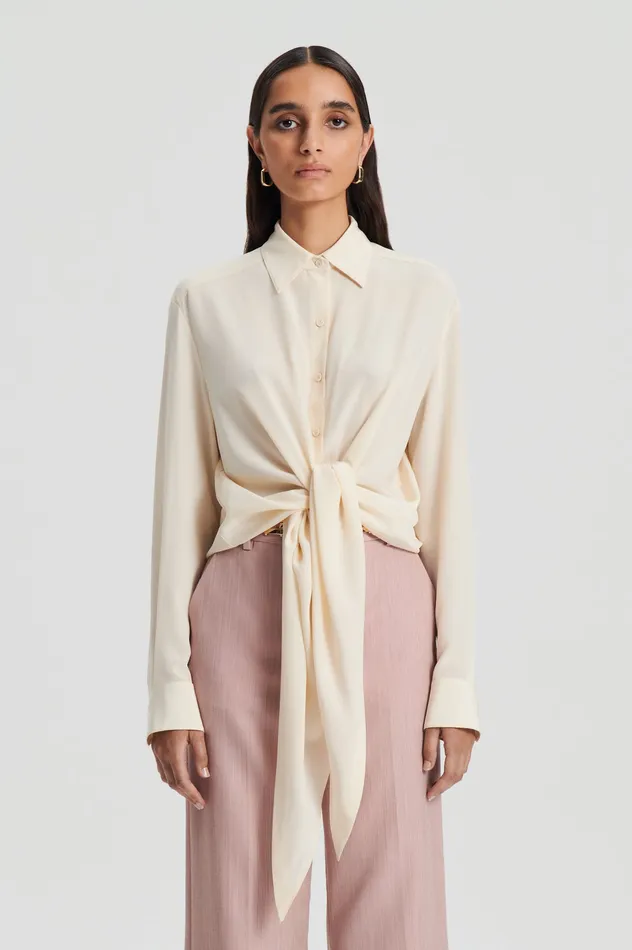 Scanlan Theodore Shirts Women SILK TIE FRONT SHIRT OYSTER