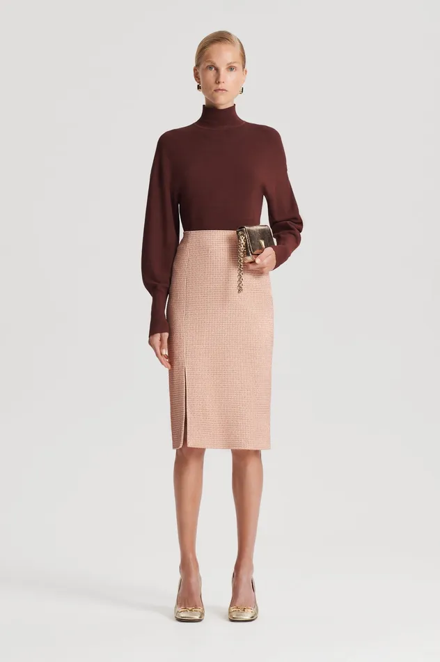 Scanlan Theodore TINSEL GINGHAM SKIRT ROSEGOLD Women Skirts