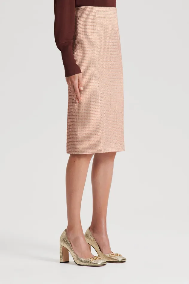 Scanlan Theodore TINSEL GINGHAM SKIRT ROSEGOLD Women Skirts Scanlan Theodore TINSEL GINGHAM SKIRT ROSEGOLD Women Skirts