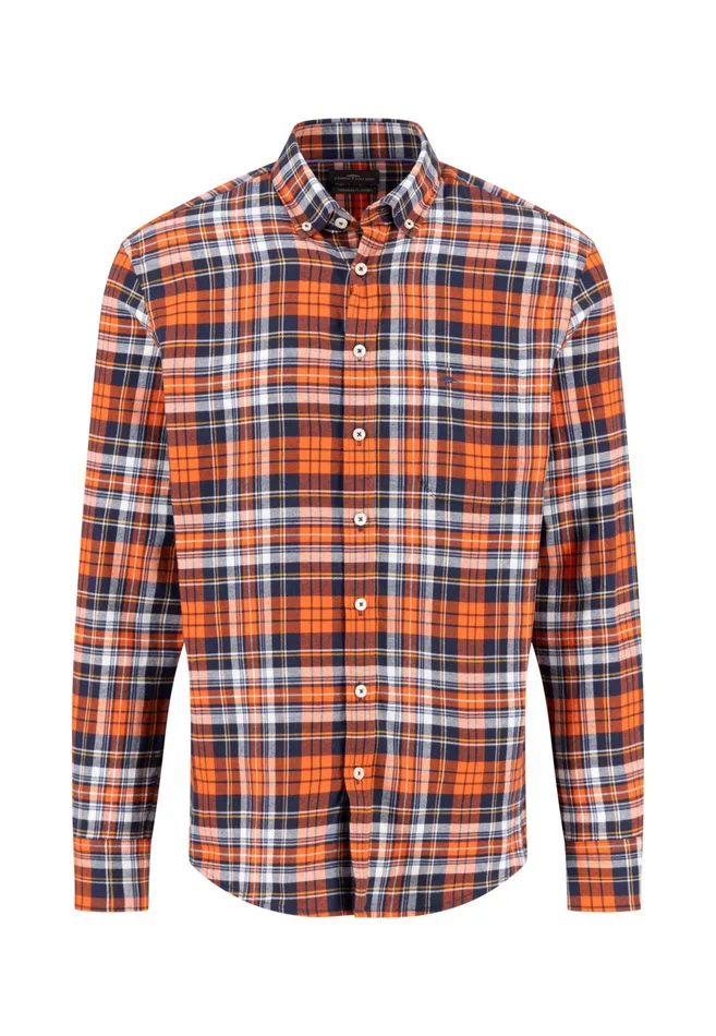 Shirts Men FYNCHHATTON Checked Shirt Made Of Fine Cotton Winter Whitenavyflame Shirts Men FYNCHHATTON Checked Shirt Made Of Fine Cotton Winter Whitenavyflame