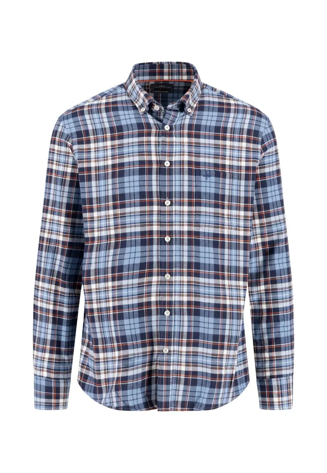 Shirts Men FYNCHHATTON Checked Shirt Made Of Fine Cotton Winter Whitenavyflame Shirts Men FYNCHHATTON Checked Shirt Made Of Fine Cotton Winter Whitenavyflame