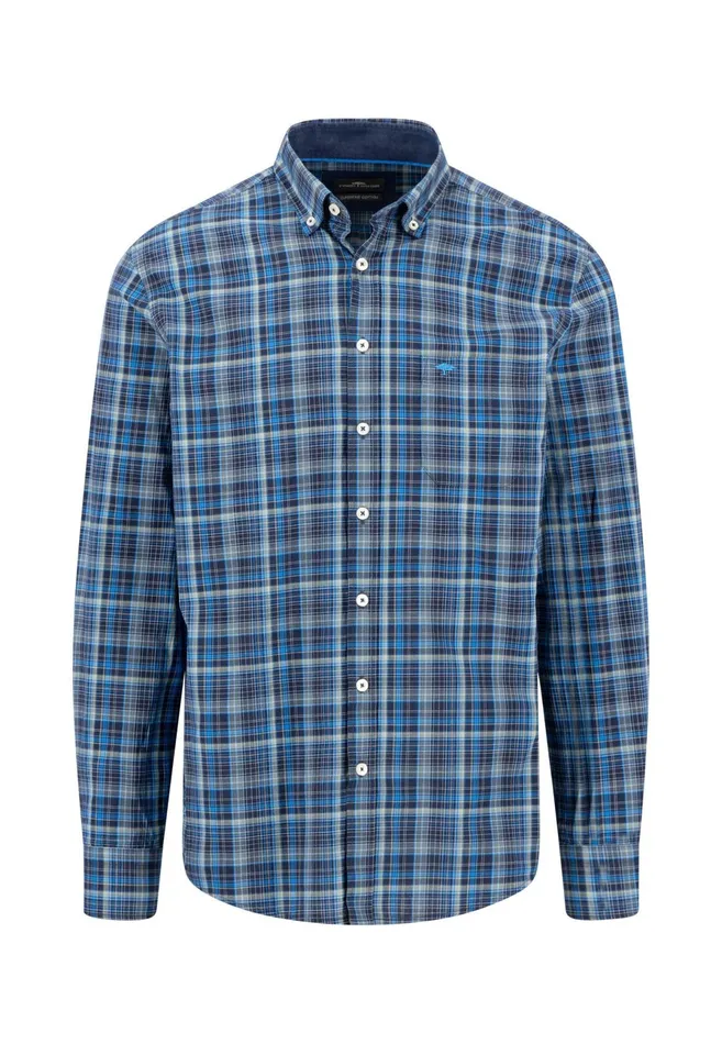Shirts Men FYNCHHATTON Checked Shirt With Buttondown Collar Hazelvibrant Bluerustruby Red
