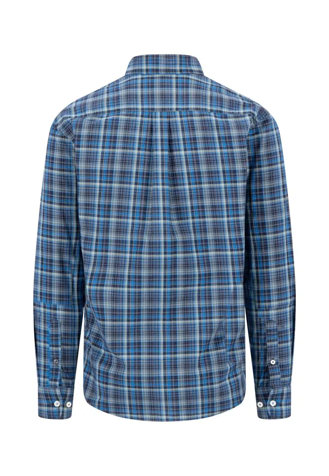 Shirts Men FYNCHHATTON Checked Shirt With Buttondown Collar Hazelvibrant Bluerustruby Red