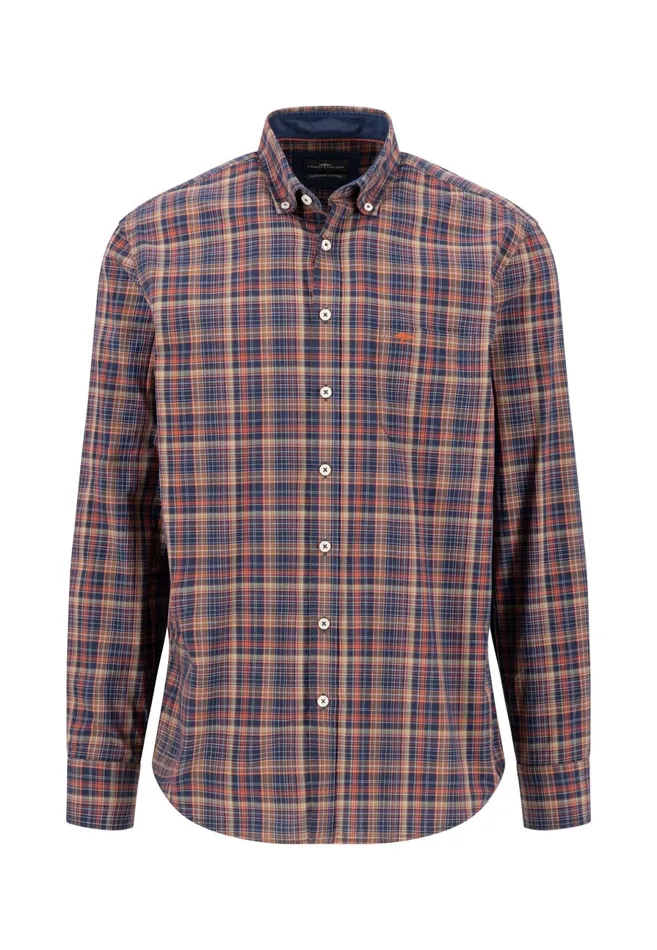 Shirts Men FYNCHHATTON Checked Shirt With Buttondown Collar Hazelvibrant Bluerustruby Red