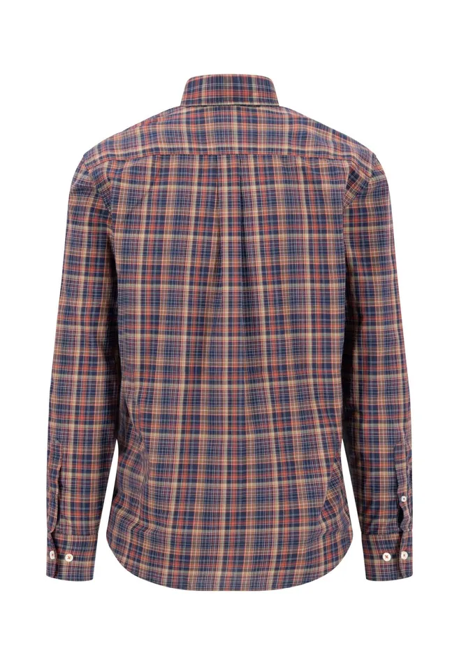 Shirts Men FYNCHHATTON Checked Shirt With Buttondown Collar Hazelvibrant Bluerustruby Red