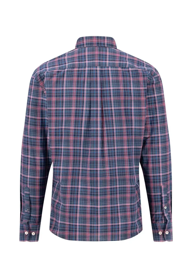 Shirts Men FYNCHHATTON Checked Shirt With Buttondown Collar Hazelvibrant Bluerustruby Red