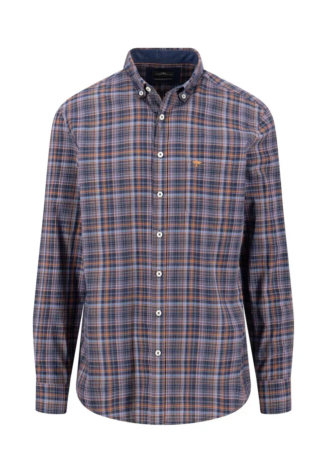 Shirts Men FYNCHHATTON Checked Shirt With Buttondown Collar Hazelvibrant Bluerustruby Red
