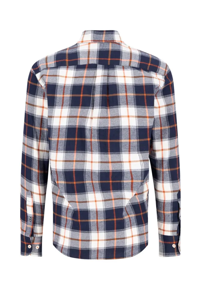 Shirts Men FYNCHHATTON Checked Shirt With Buttondown Collar Winter Whiteflamenavy